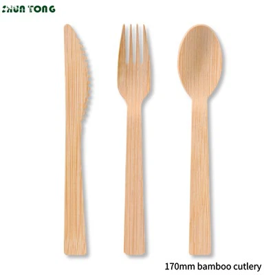 Juego de cubiertos de bambú desechables